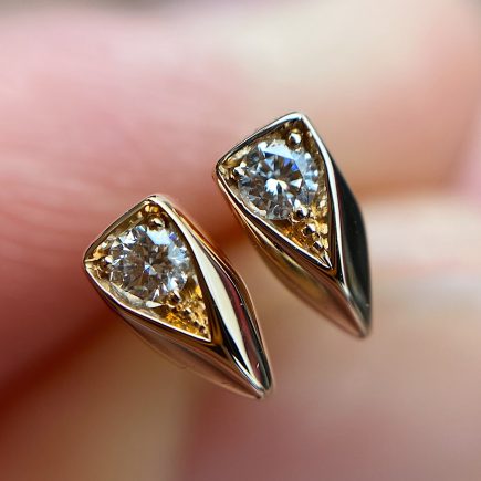 Tiny 18ct rose gold Coco earstuds with a white diamond