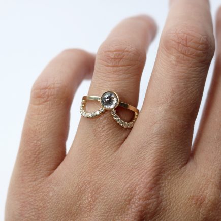 9ct yellow gold and salt and pepper diamond Cara Tonkin Double Arch Ring