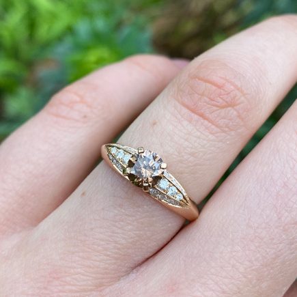 18ct rose gold brown and white diamond Limited Edition fluted ring