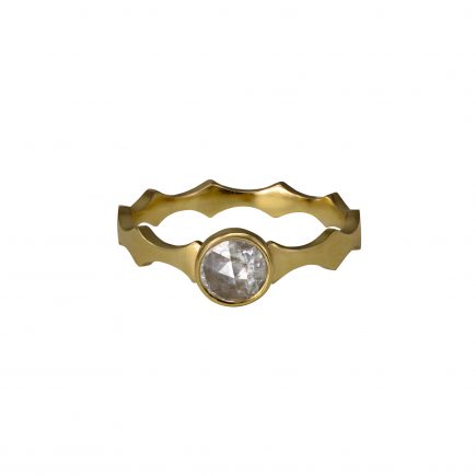 9ct yellow gold Cara Tonkin Double Edge Scallop Diamond Ring
