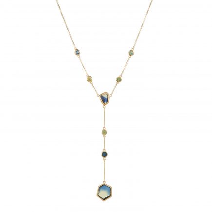18ct yellow fairtrade gold and hexagon Australian sapphire pendant