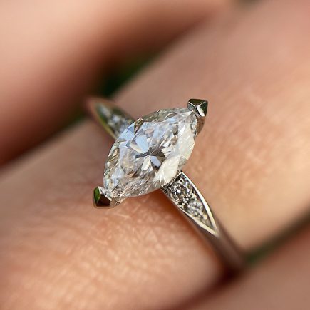 Platinum and marquise diamond mini Coco engagement ring