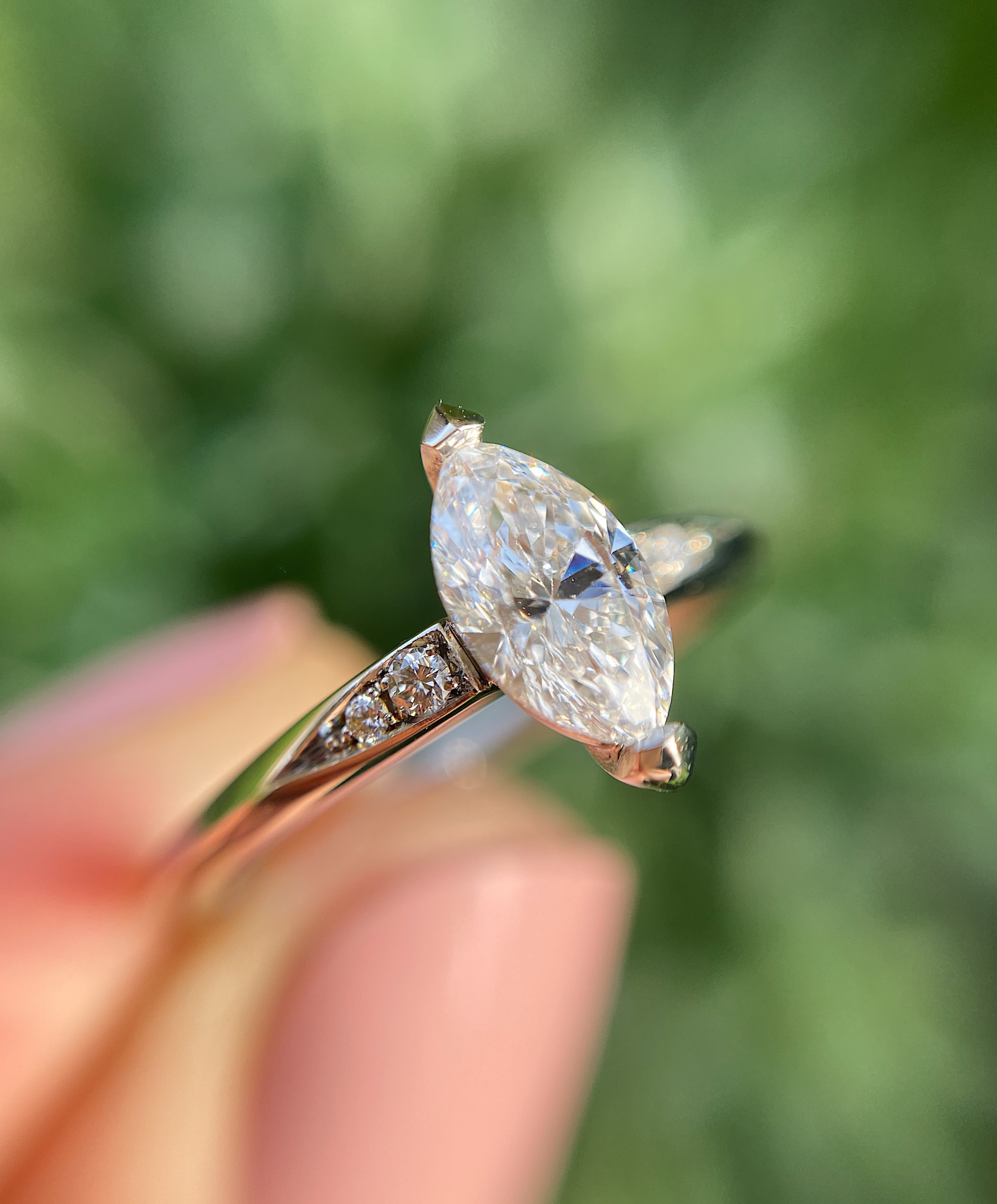 Platinum and marquise diamond mini Coco engagement ring