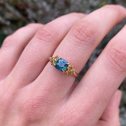 18ct yellow gold Montana sapphire and yellow diamond Coco cocktail ring