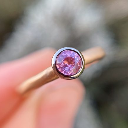18ct rose gold and pink Sapphire fine Molten engagement ring
