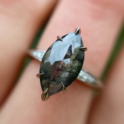 Platinum and Marquise Salt and Pepper Diamond Coco engagement ring