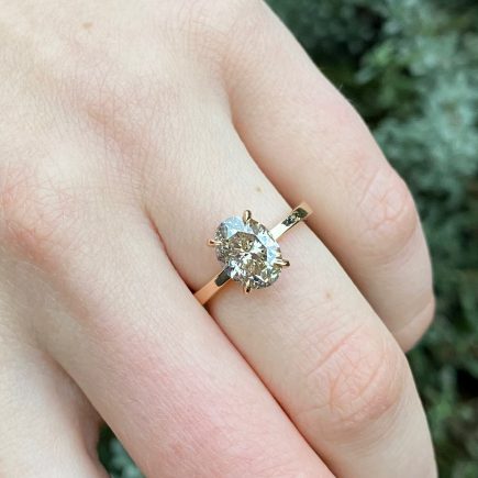 18ct rose gold and 2 carat Oval champagne diamond solitaire