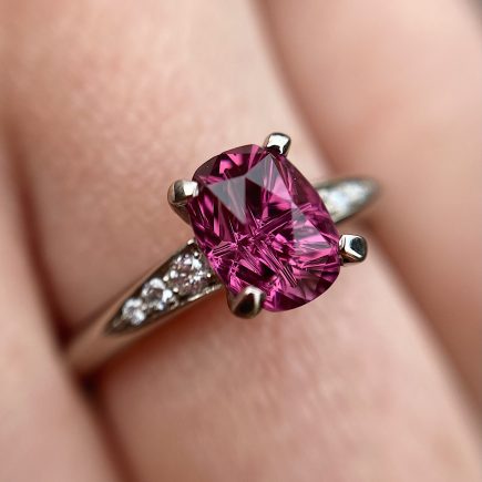 18ct White Gold Rhodalite Garnet Coco Engagement Ring