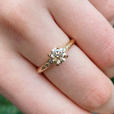 18ct rose gold and one carat brown diamond Coco engagement ring