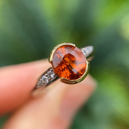 18ct White and Yellow Gold Coco Orange Sapphire and Diamond Ring