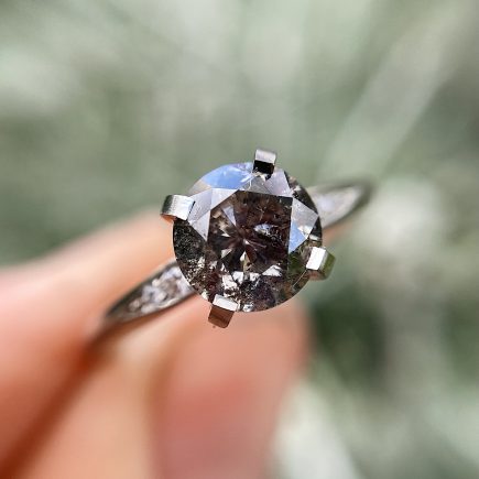 Platinum Mini Coco Ring with 1.11ct Salt and Pepper Diamond