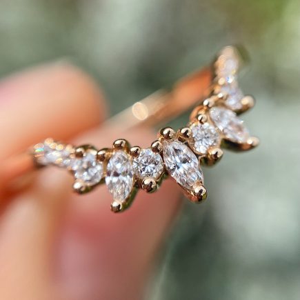 18ct Rose Gold Marquise and Round Diamond Tiara Ring