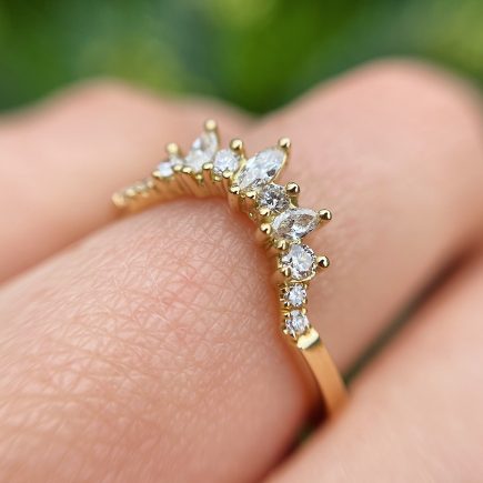 18ct Yellow Gold Marquise and Round Diamond Tiara Ring