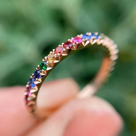 18ct Rose Gold French-cut Rainbow Eternity Ring