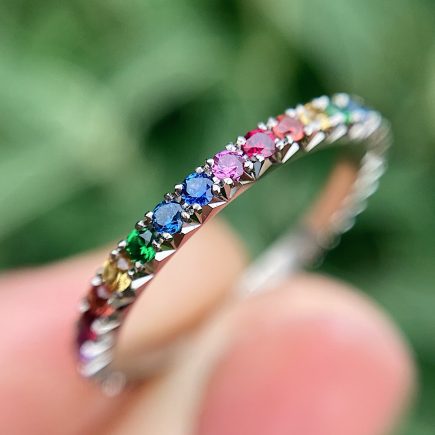 18ct White Gold French-cut Rainbow Eternity Ring