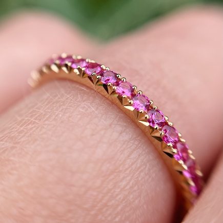 18ct Yellow Gold French-cut Pink Sapphire Eternity Ring