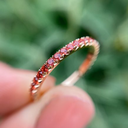 18ct Rose Gold French-cut Orange Sapphire Eternity Ring