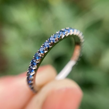 18ct White Gold French-cut Blue Sapphire Eternity Ring