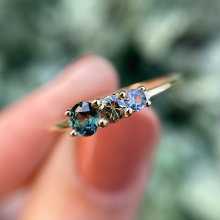 18ct Fairtrade Yellow Gold Triple Sapphire Ring