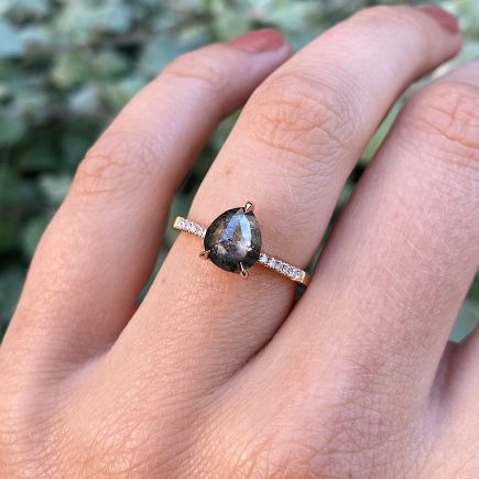 18ct Rose Gold and 1.21ct Pear Shape Salt and Pepper Diamond Ring