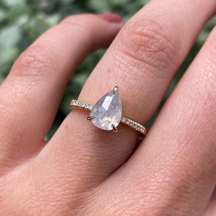 18ct Yellow Gold and 1.53ct Pear Shape Moonfire Diamond Ring