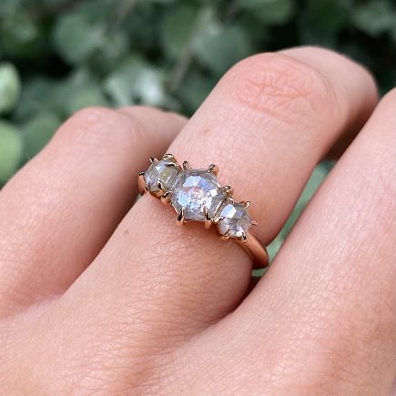 18ct Rose Gold Salt and Pepper Hexagon Trilogy Ring