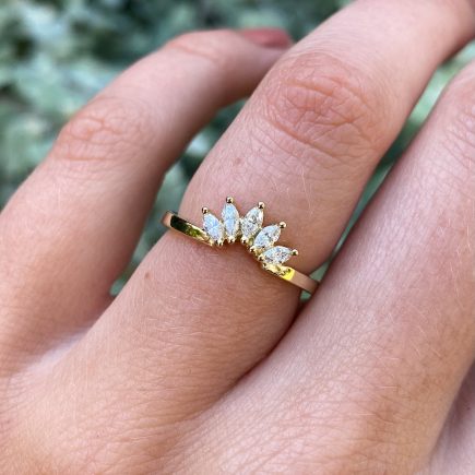 18ct Yellow Gold and Marquise White Diamond Fan Ring