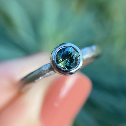 Platinum and Australian Sapphire Molten Ring
