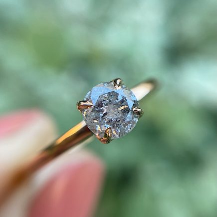 18ct Rose Gold Salt and Pepper Diamond Solitaire Tulip ring