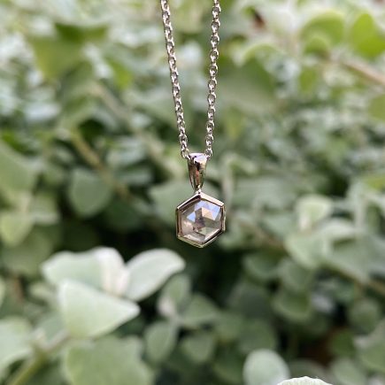 18ct White Gold Hexagon Salt and Pepper Diamond Pendant