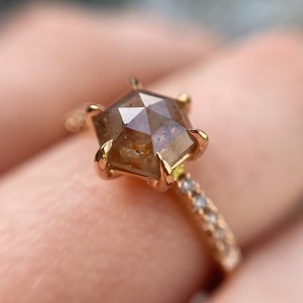 18ct Rose Gold Hexagon Cayenne Diamond Engagement Ring