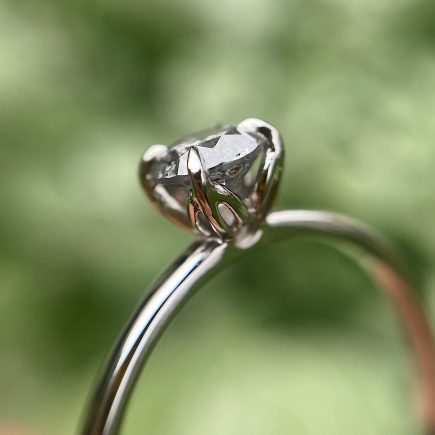 Platinum 0.48ct Salt and Pepper Diamond Solitaire Tulip Ring