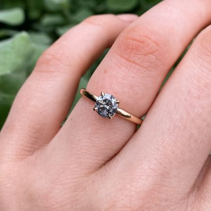 18ct Rose Gold 0.70ct Salt and Pepper Diamond Solitaire Tulip Ring