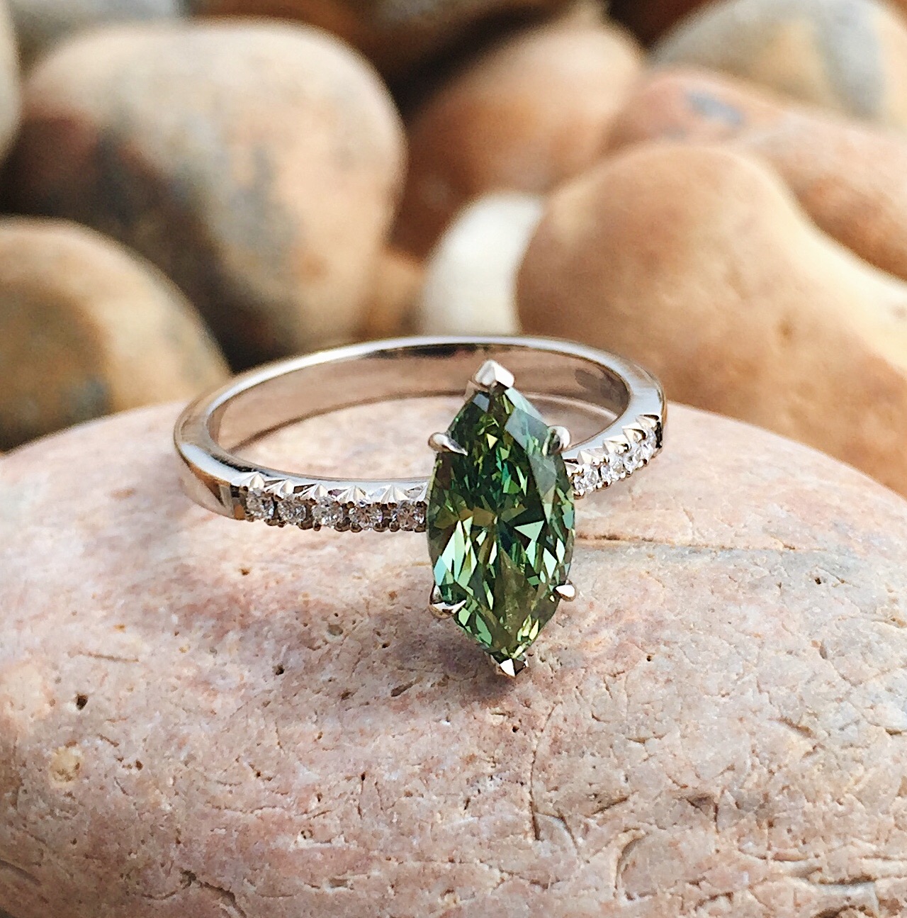 Green shop marquise ring