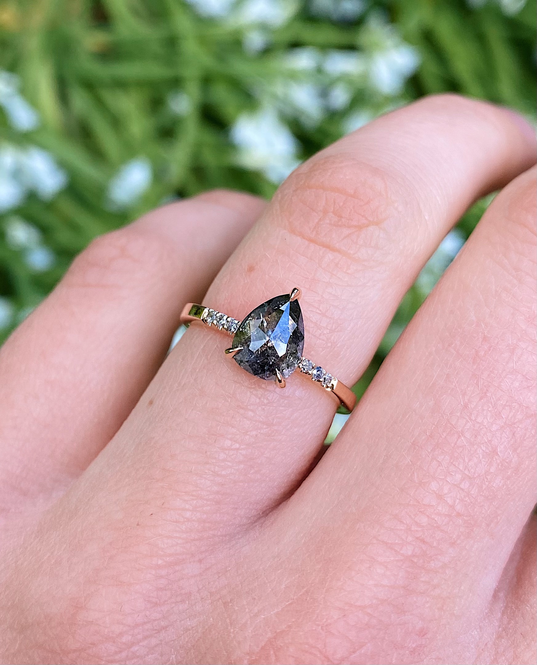 Salt and pepper diamond pear sale