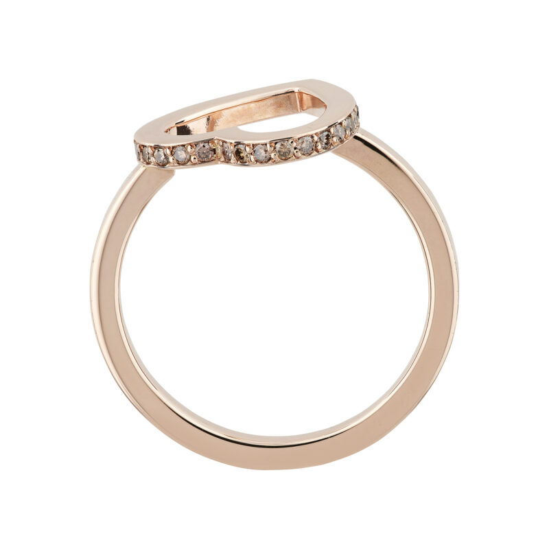 9ct rose gold open Heart ring set with champagne diamonds - Baroque ...
