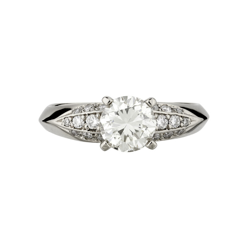 18ct white gold Limited Edition diamond ring with fluted shoulders ...