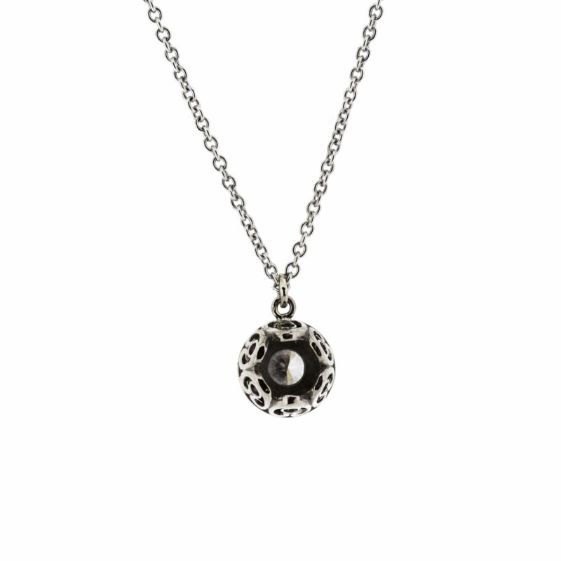 18ct white gold and white diamond Molten filigree halo pendant ...