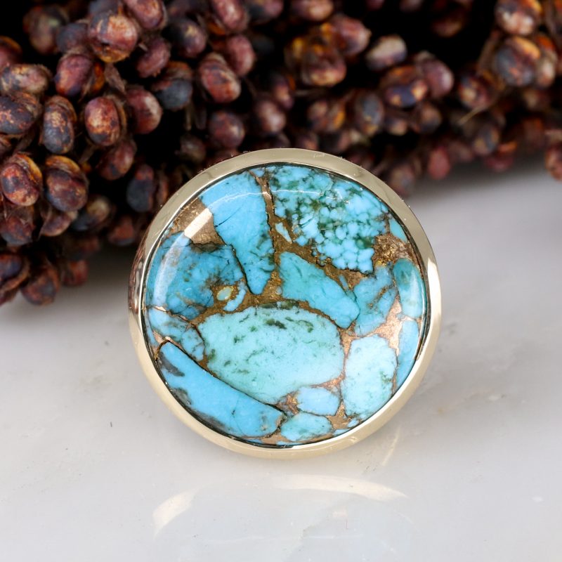 9ct yellow gold statement turquoise ring