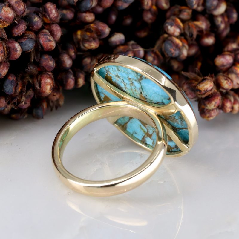 9ct yellow gold statement turquoise ring