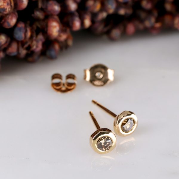 18ct rose gold and champagne diamond medium brighton rocks earstuds