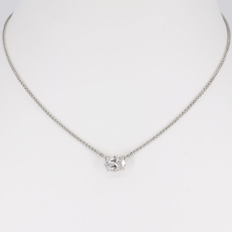 Platinum and 1.14ct oval lab grown diamond pendant