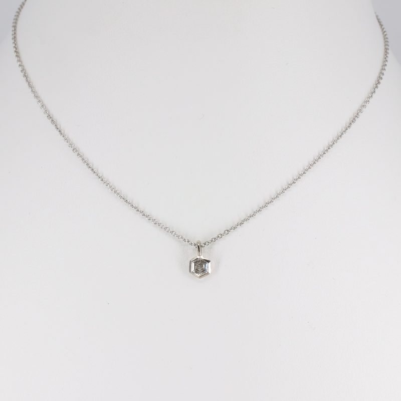 18ct white gold hexagon diamond pendant