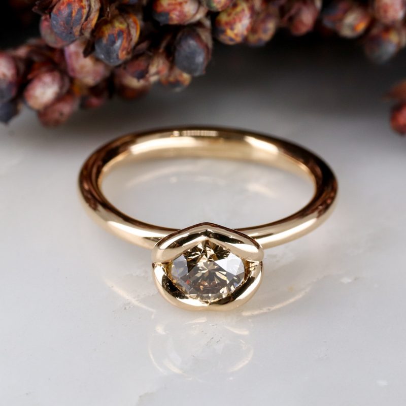 18ct rose gold and cinnamon diamond coeur ring