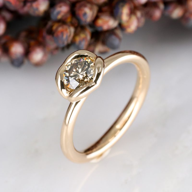 18ct rose gold and cinnamon diamond coeur ring