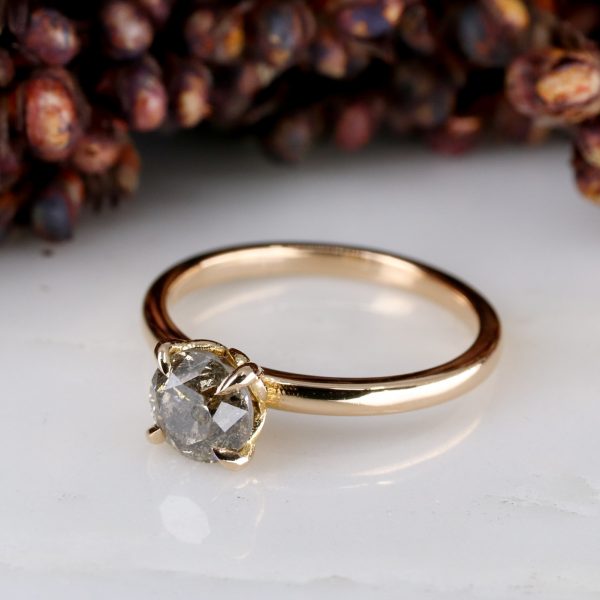 18ct rose gold tulip ring with 0.92ct salt and pepper champagne diamond