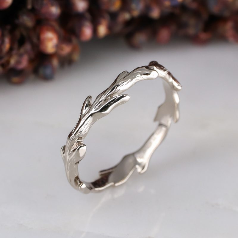 18ct white gold woodland wedding ring