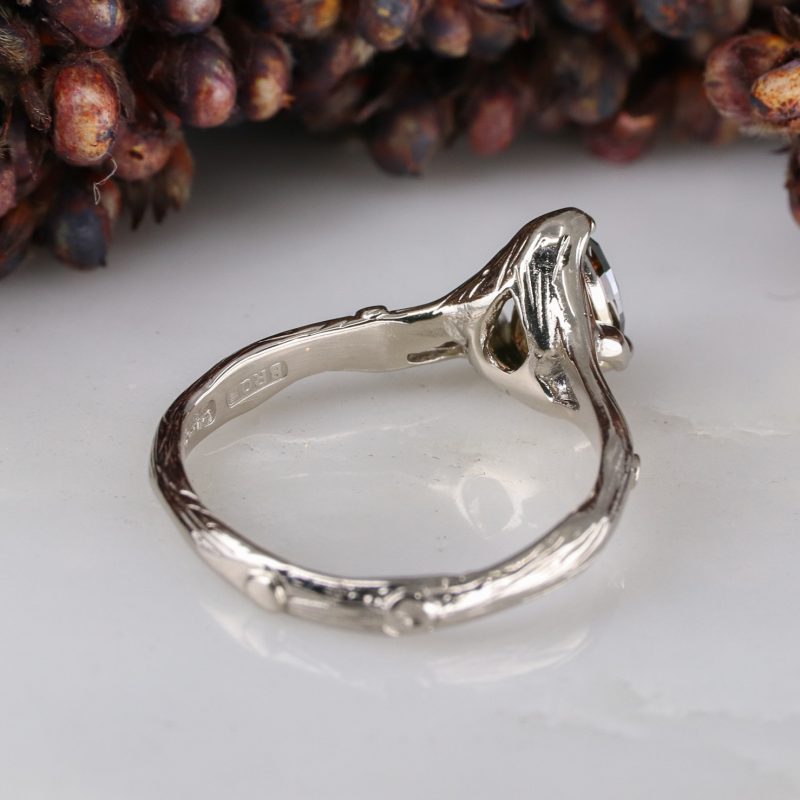 18ct white gold and pear-shaped chocolate diamond woodland ring