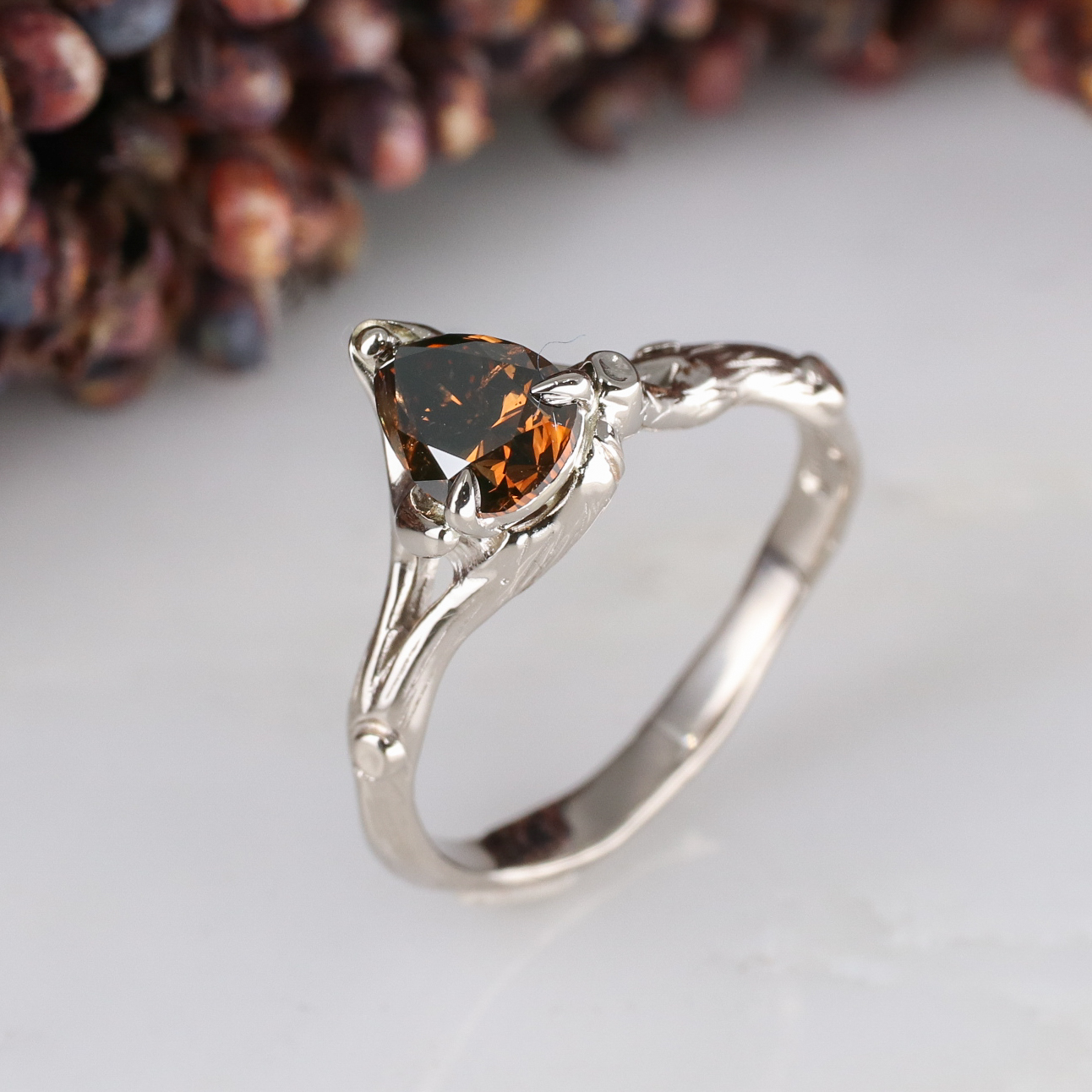 Chocolate diamond teardrop ring deals