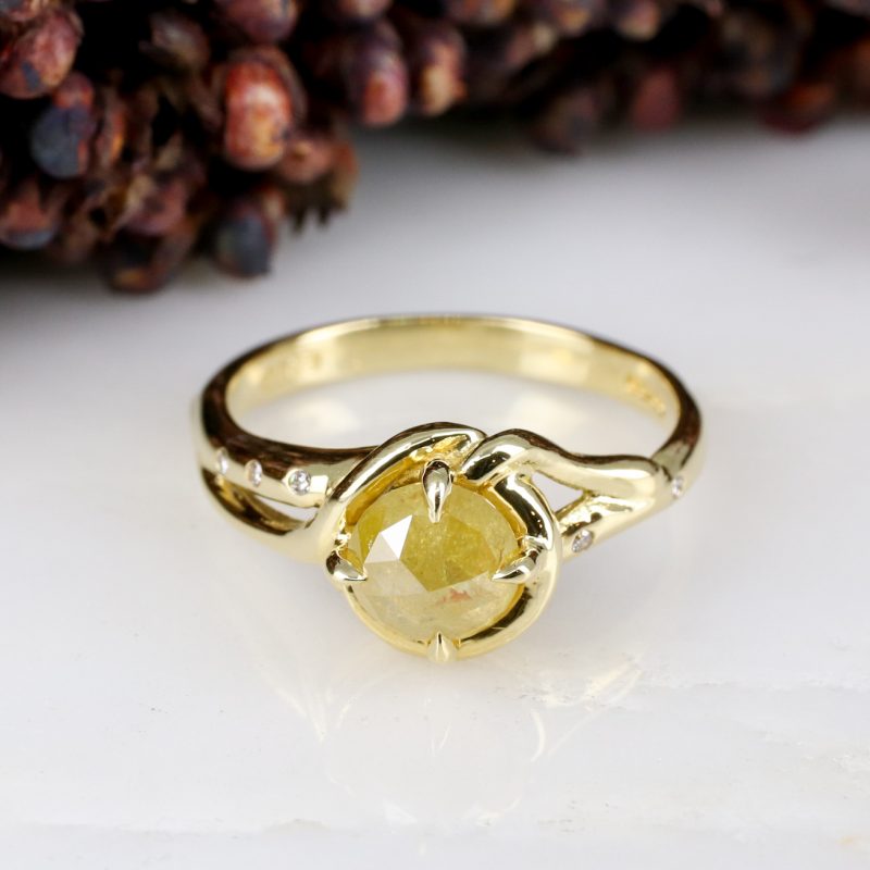 18ct yellow gold and 1ct yellow rose-cut diamond woodland ring